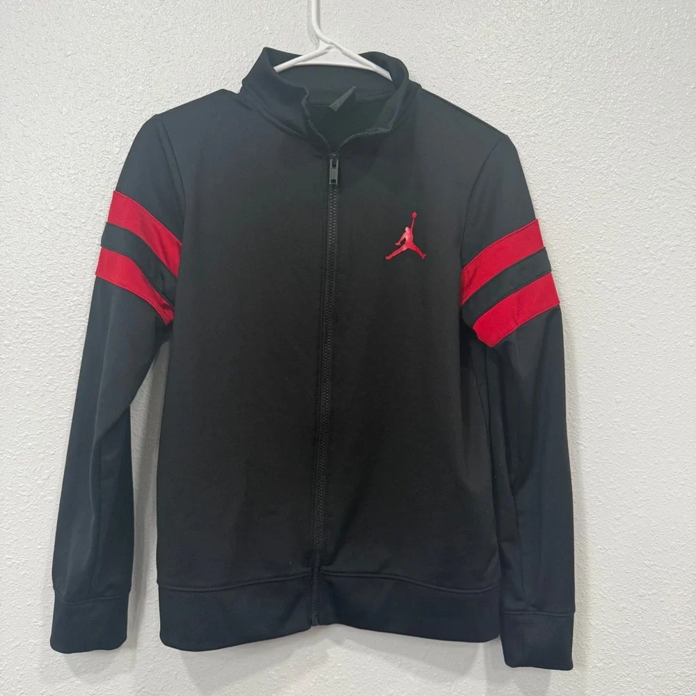 Jordan Boys Black Red Jumpman Full Zip Track Jacket Mock‎ Neck Large 12-13Y